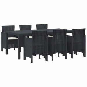 vidaXL Σέτ φαγητού για κήπο 7 pcs Ανθρακί Rattan Polt