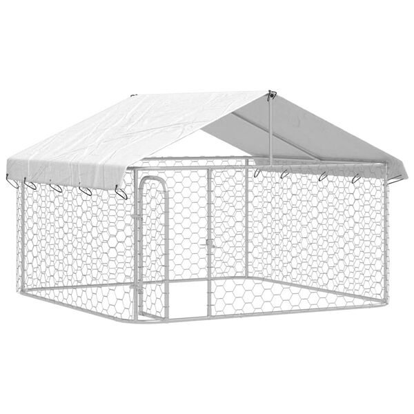 vidaXL Κλουβί Σκύλου Εξωτερικού Χώρου 200 x 200 x 150 εκ. με Στέγαστρο