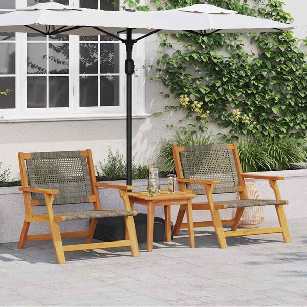 vidaXL Κήπου Καρέκλες με Τραπέζι 3 pcs Γκρι 45 x 45 x 40 cm