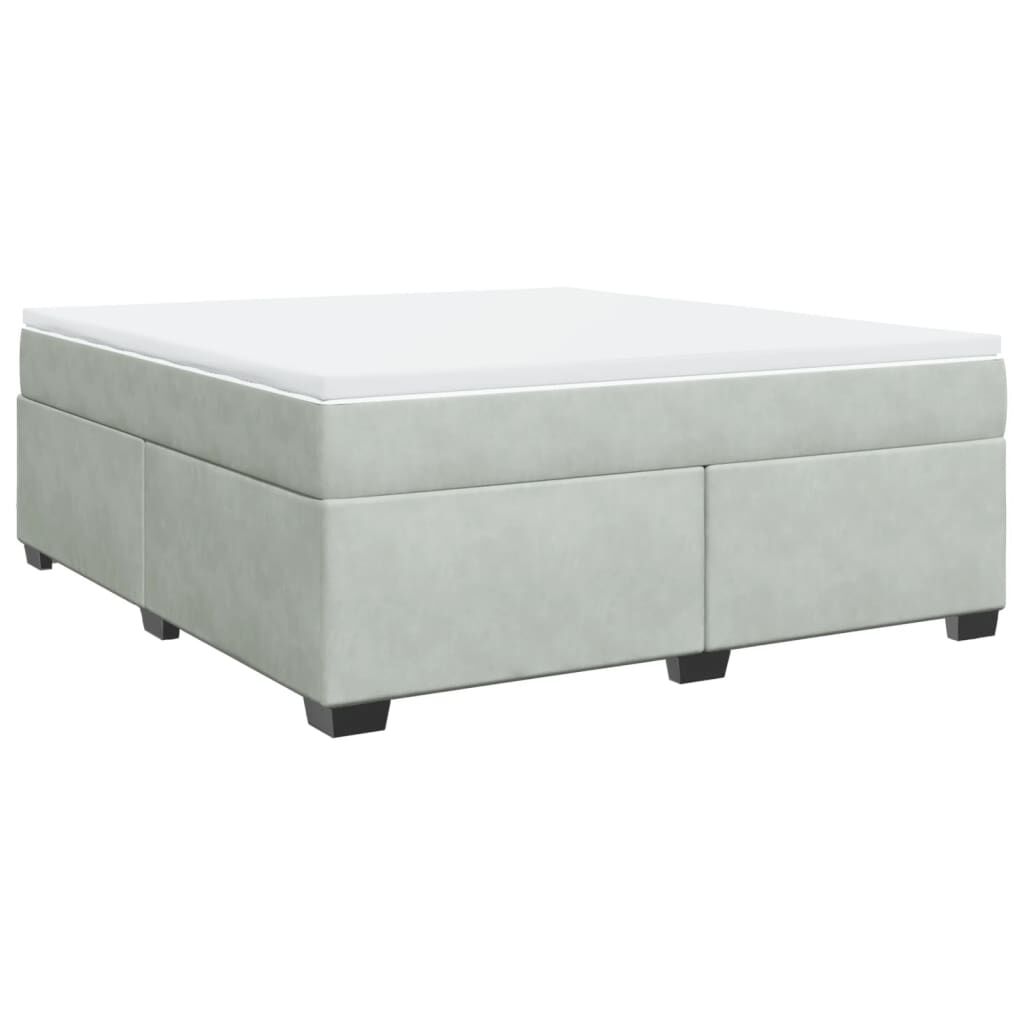 vidaXL Κρεβάτι Boxspring με Στρώμα Ανοιχτό Γκρι 180x200 εκ. Βελούδινο