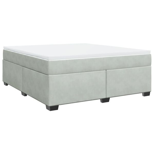 vidaXL Κρεβάτι Boxspring με Στρώμα Ανοιχτό Γκρι 180x200 εκ. Βελούδινο