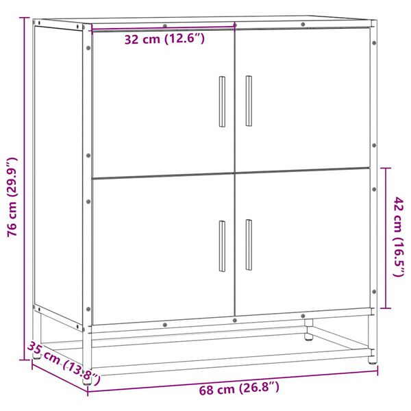 vidaXL Συρταριέρα Γκρι sonoma 68x35x76 cm Ξύλινο μηχανουργικό ξύλο
