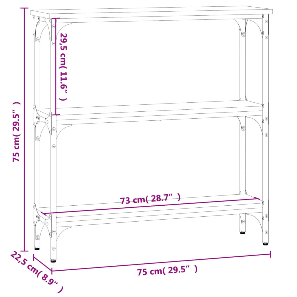 vidaXL Τραπέζι Κονσόλα Sonoma Δρυς 75x22,5x75 εκ. Επεξεργασμένο Ξύλο