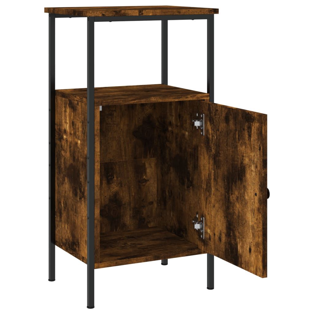 vidaXL Κομοδίνα 2 τεμ. Καπνιστή Δρυς 41 x 31 x 80 εκ. Επεξεργ. Ξύλο