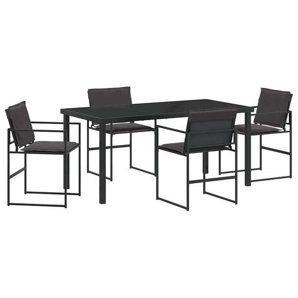 vidaXL Σέτ φαγητού για κήπο 5 pcs Μαύρο 160 x 80 x 73 εκ