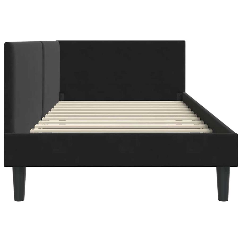 vidaXL Κρεβάτι Γωνίας Μαύρο 100 x 200 cm Βελούδο και Εργοστασιακό ξύλο
