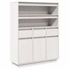 vidaXL Ντουλάπι Ψηλό Λευκό 89x34x116,5 εκ. από Μασίφ Ξύλο Πεύκου