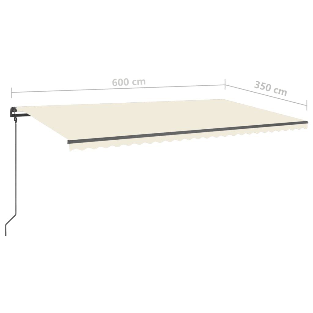 vidaXL Τέντα Αυτόματη με LED & Αισθητήρα Ανέμου Κρεμ 6 x 3,5 μ.
