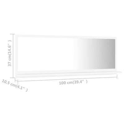 vidaXL Καθρέφτης Μπάνιου Λευκός 100 x 10,5 x 37 εκ. Μοριοσανίδα