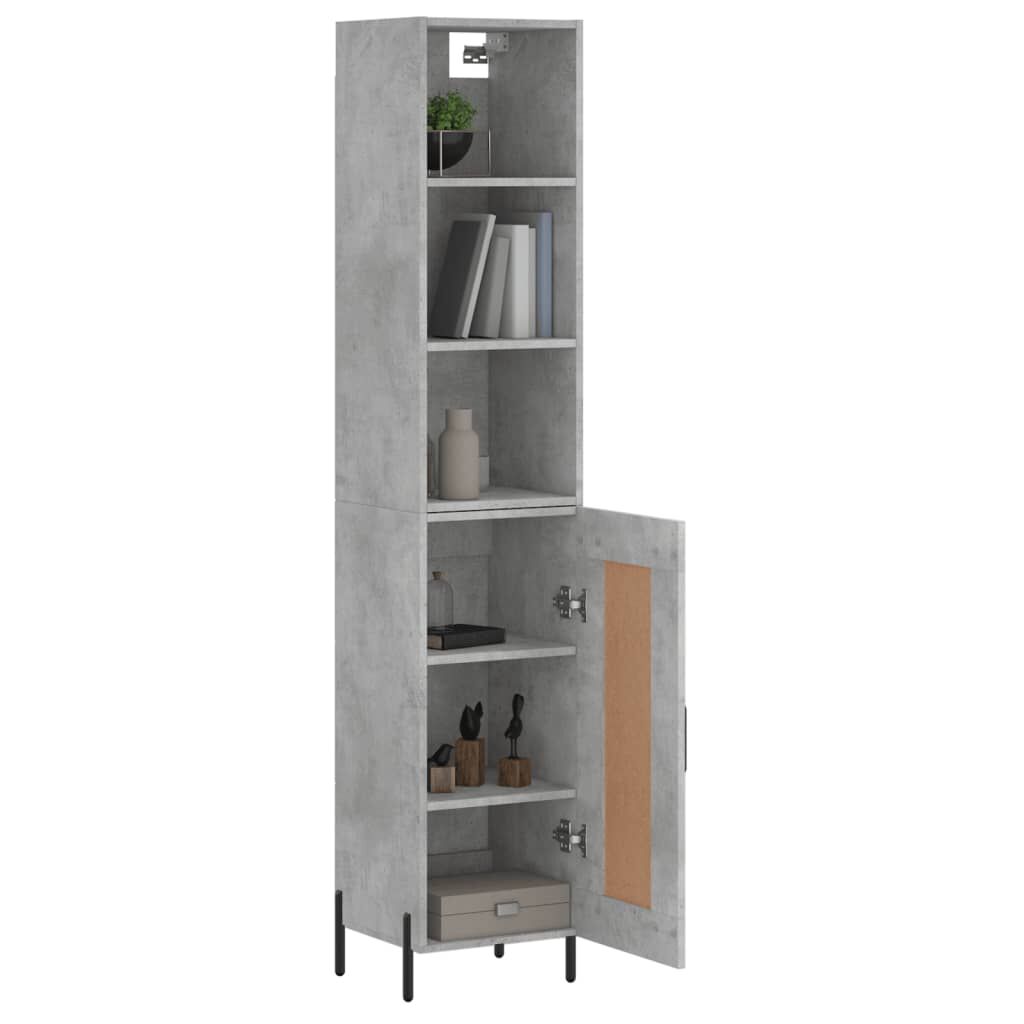 vidaXL Ντουλάπι Γκρι Σκυροδέματος 34,5x34x180 εκ. Επεξεργασμένο Ξύλο