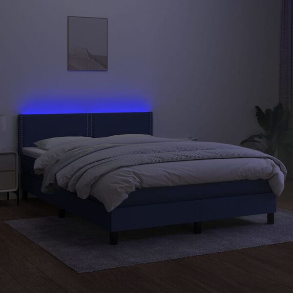 vidaXL &Kappa;&rho;&epsilon;&beta;ά&tau;&iota; Boxspring &mu;&epsilon; &Sigma;&tau;&rho;ώ&mu;&alpha; & LED &Mu;&pi;&lambda;&epsilon; 140x190 &epsilon;&kappa;. &Upsilon;&phi;&alpha;&sigma;&mu;ά&tau;&iota;&nu;&omicron;