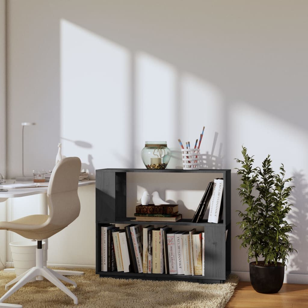 vidaXL Βιβλιοθήκη/Διαχωριστικό Χώρου Γκρι 80x25x70 εκ. Μασίφ Πεύκο