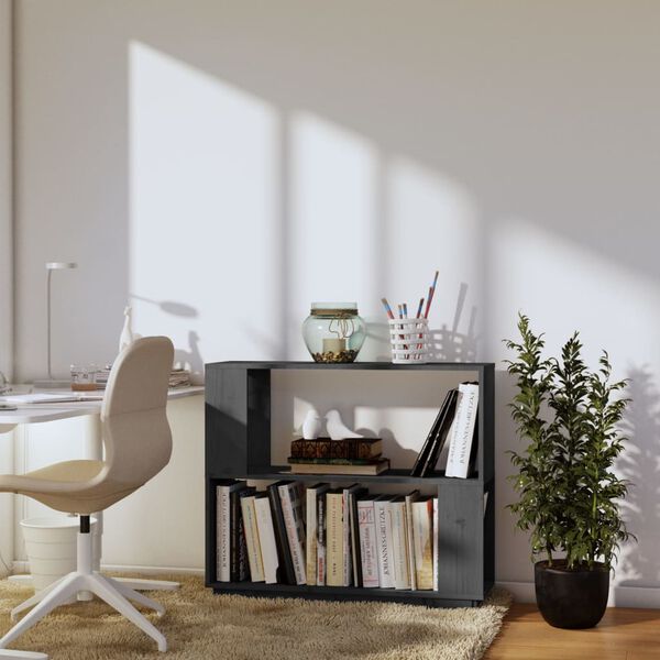 vidaXL Βιβλιοθήκη/Διαχωριστικό Χώρου Γκρι 80x25x70 εκ. Μασίφ Πεύκο