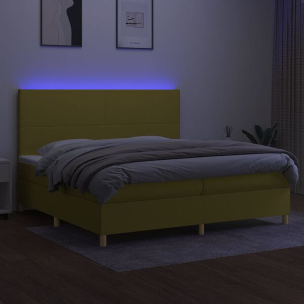 vidaXL &Kappa;&rho;&epsilon;&beta;ά&tau;&iota; Boxspring &mu;&epsilon; &Sigma;&tau;&rho;ώ&mu;&alpha; & LED &Pi;&rho;ά&sigma;&iota;&nu;&omicron; 200x200 &epsilon;&kappa; &Upsilon;&phi;&alpha;&sigma;&mu;ά&tau;&iota;&nu;&omicron;