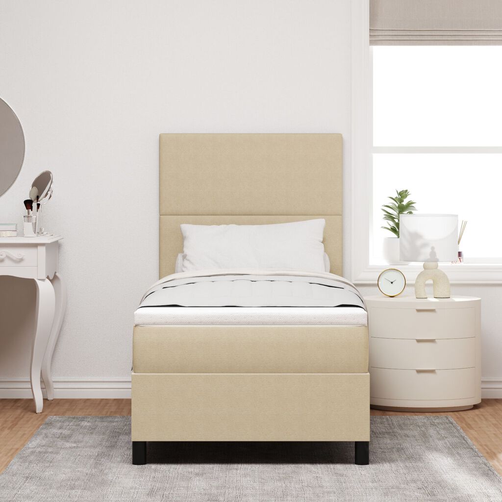 vidaXL Κρεβάτι Box Spring με Στρώμα & LED Φως Πράσινο Γκρι 90x200 εκ Βελούδο