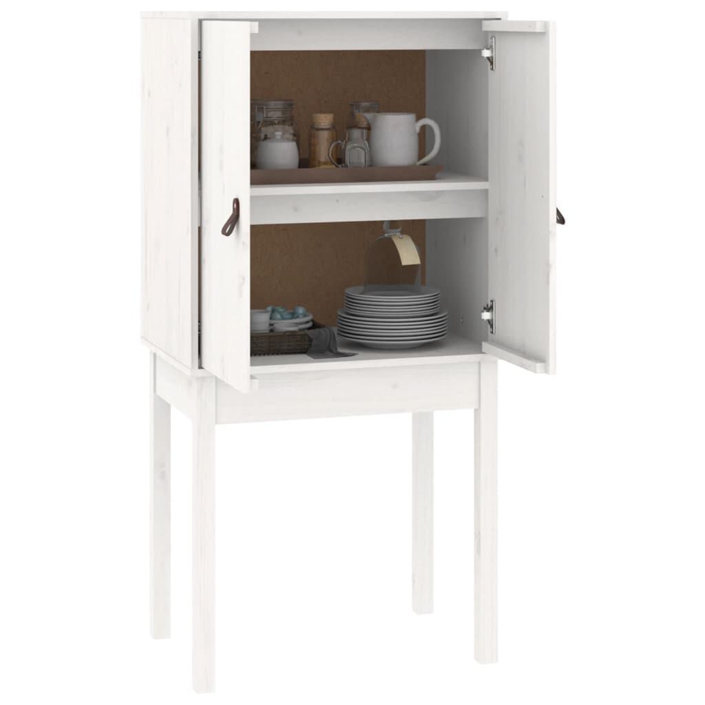 vidaXL Ντουλάπι Ψηλό Λευκό 60 x 40 x 120 εκ. από Μασίφ Ξύλο Πεύκου