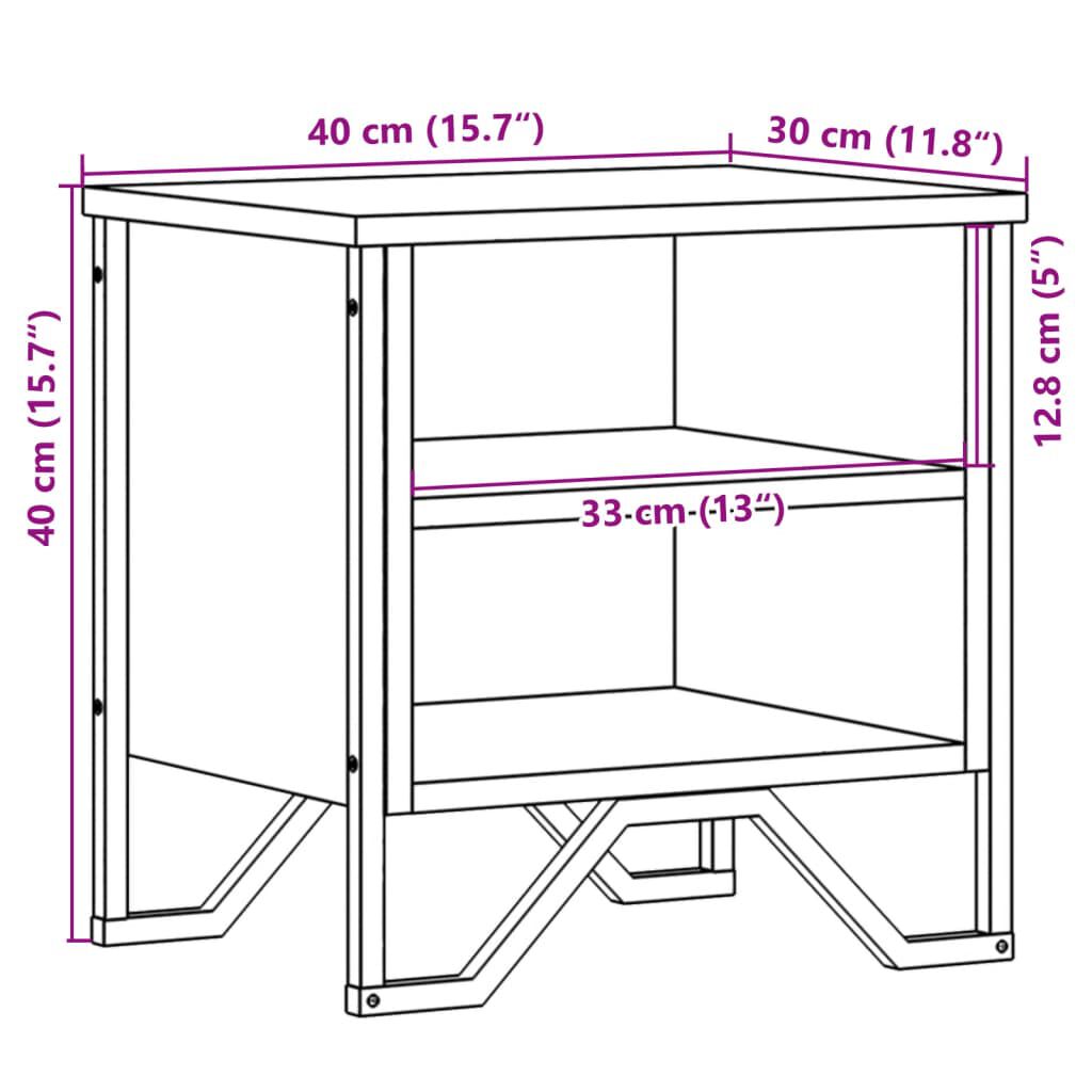 vidaXL Κομοδίνο Καπνιστή Δρυς 2 τεμ. 40x30x40 εκ. Επεξεργασμένο Ξύλο
