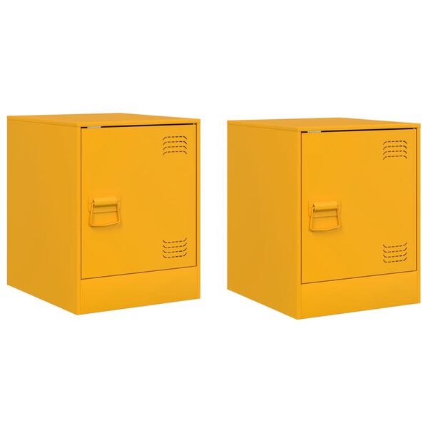 vidaXL Κομοδίνα 2 τεμ. Μουσταρδί 34,5 x 39 x 44 εκ. από Χάλυβα