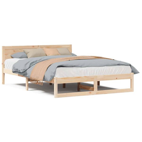 vidaXL Κρεβάτι Φυσικό Ξύλο Πεύκου 150 x 200 εκ. Απλό Κρεβάτι