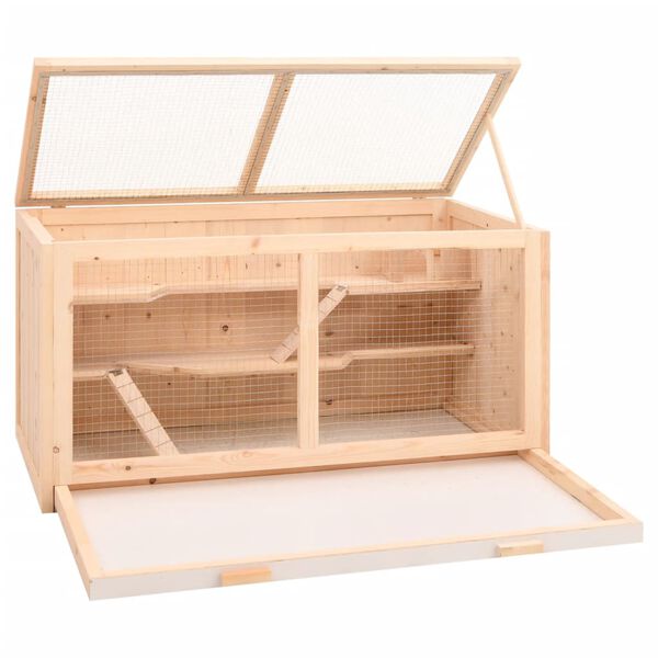 vidaXL Κλουβί Χάμστερ 89,5 x 45 x 45 εκ. από Μασίφ Ξύλο Ελάτης