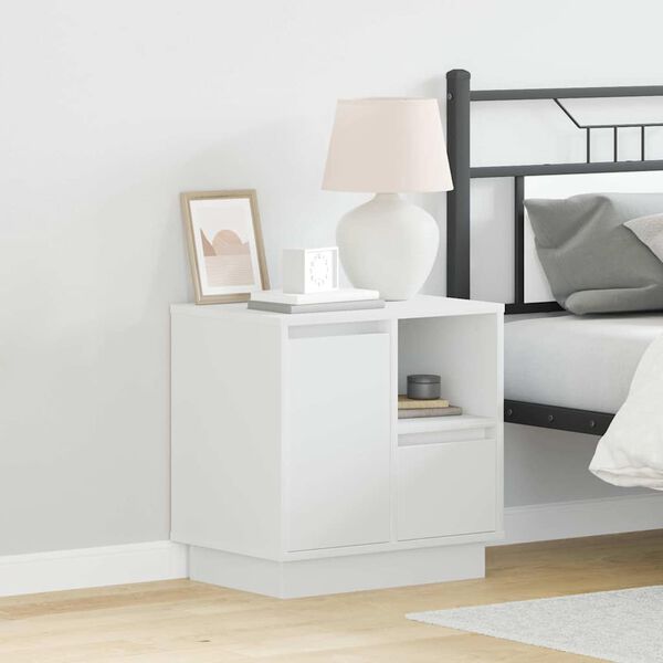 vidaXL Κομοδίνο με συρτάρι Λευκό 50 x 34.5 x 50 εκ. Επεξεργασμένο ξύλο