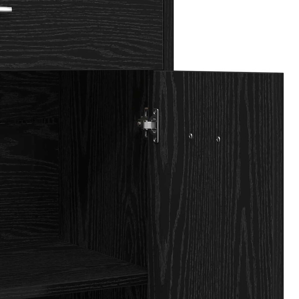vidaXL Ντουλάπι Μπάνιου Μαύρη Οξυά 60 x 33 x 80 εκ. Μασίφ ξύλο δρυός
