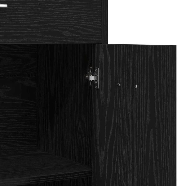 vidaXL Ντουλάπι Μπάνιου Μαύρη Οξυά 60 x 33 x 80 εκ. Μασίφ ξύλο δρυός