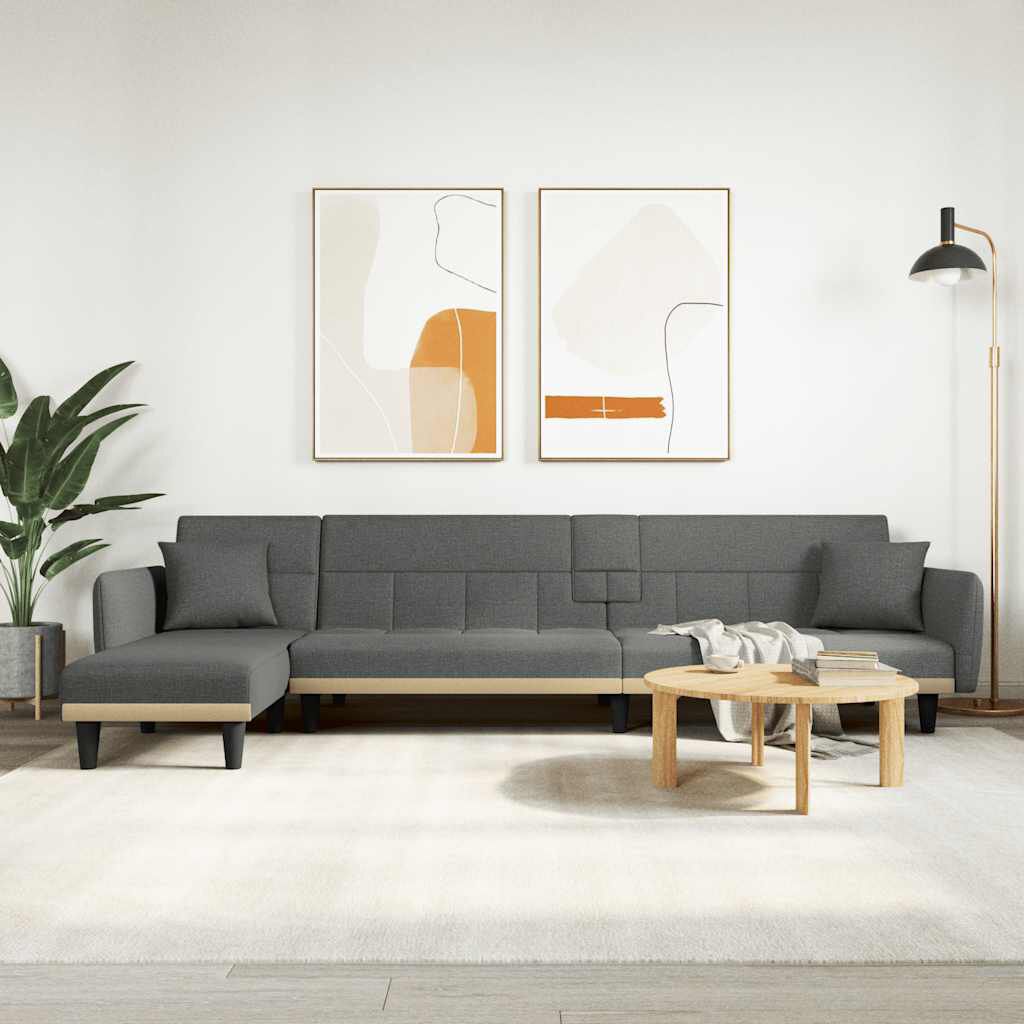 vidaXL Καναπές Κρεβάτι Γωνιακός Σκ. Γκρι 275x140x70 εκ. Υφασμάτινος
