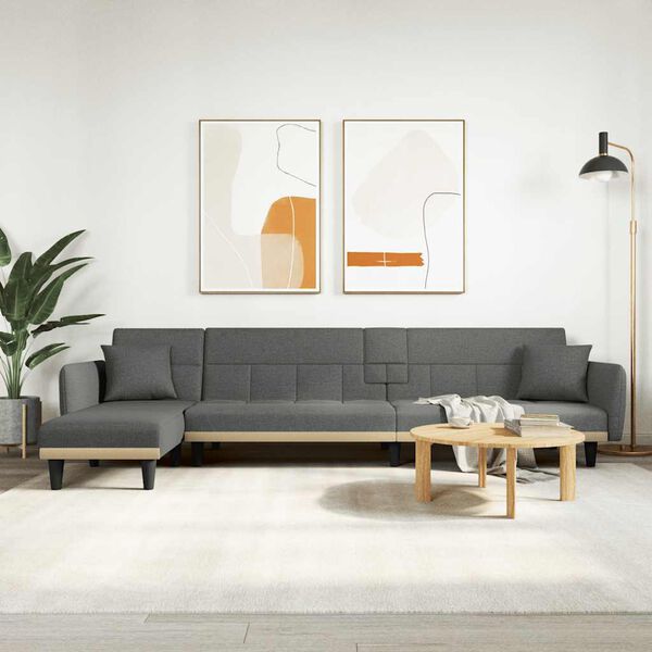 vidaXL Καναπές Κρεβάτι Γωνιακός Σκ. Γκρι 275x140x70 εκ. Υφασμάτινος