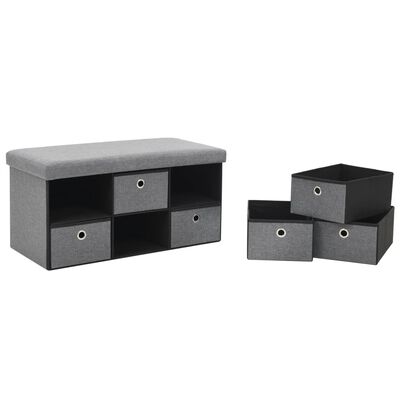 vidaXL Πάγκος Αποθήκευσης Σκούρο Γκρι 76x38x38 εκ. Συνθετικό Λινό