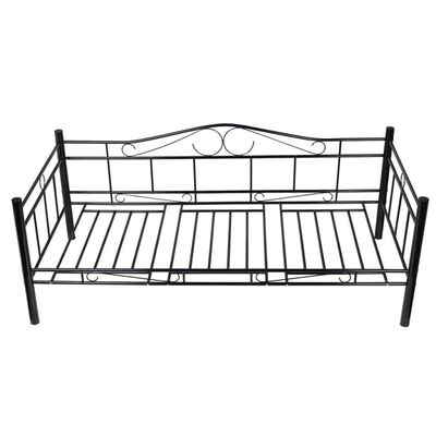 vidaXL Καναπές - Κρεβάτι Μαύρος 90 x 200 εκ. Μεταλλικός με Στρώμα