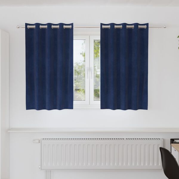 vidaXL Κουρτίνες με κουρτίνες 2 pcs Σκούρο Μπλε 140 x 140 cm Βελούδο