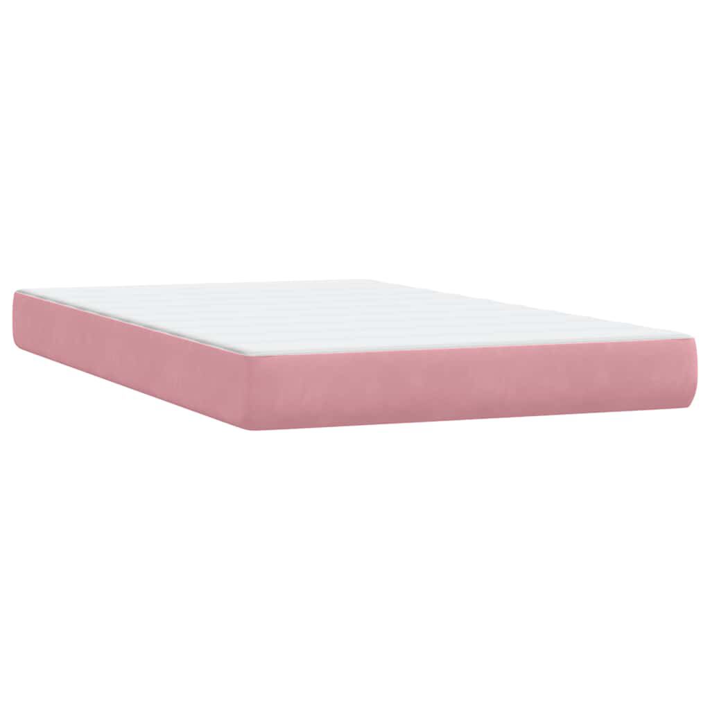 vidaXL Box Spring κρεβάτι με στρώμα ροζ 120x220 cm Βελούδινο