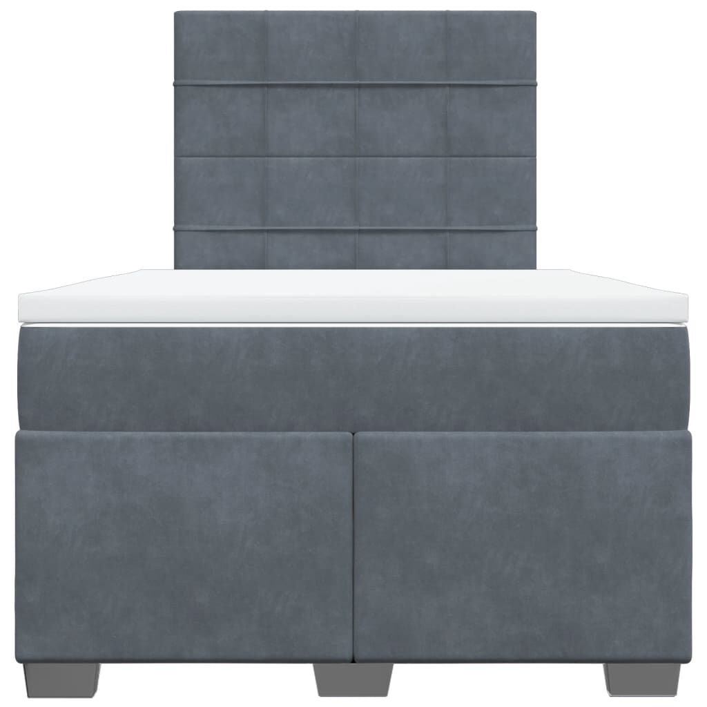 vidaXL Κρεβάτι Boxspring με Στρώμα Σκούρο Γκρι 120x200 εκ. Βελούδινο