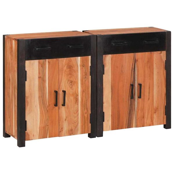 vidaXL Πλαϊνό γραφείο 2 pcs Καφέ 110 x 30 x 75 εκ Μασίφ ξύλο ακακίας