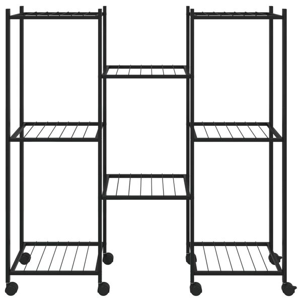 vidaXL Βάση Λουλουδιών με Ρόδες 83 x 25 x 83,5 εκ. Μαύρη Σιδερένια