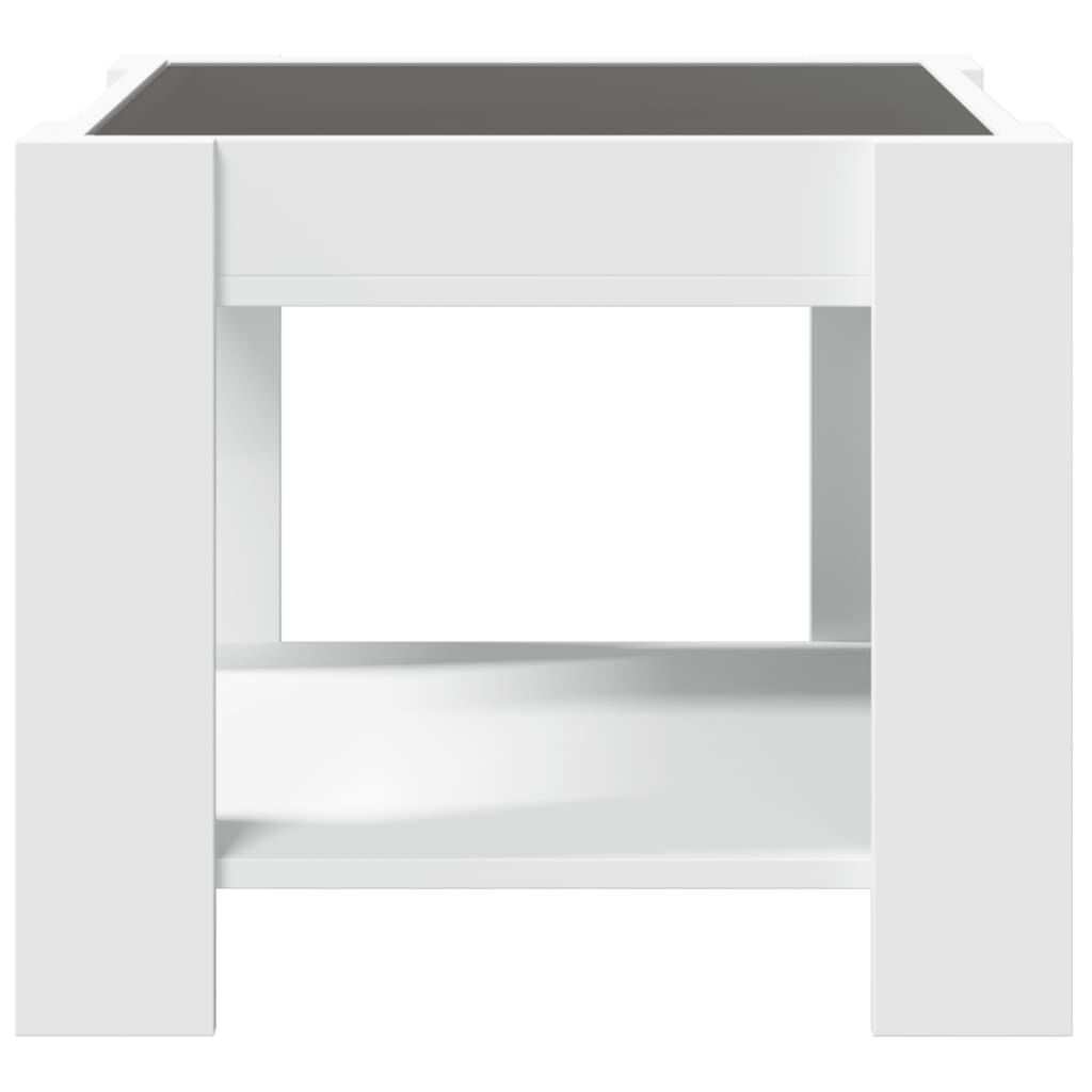vidaXL Τραπεζάκι Σαλονιού με LED Λευκό 53x53x45 εκ. Επεξεργασμένο Ξύλο