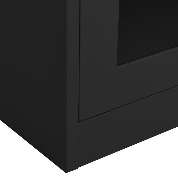 vidaXL Ντουλάπα Γραφείου Ανθρακί 90x40x180 εκ. από Ατσάλι/Ψημένο Γυαλί
