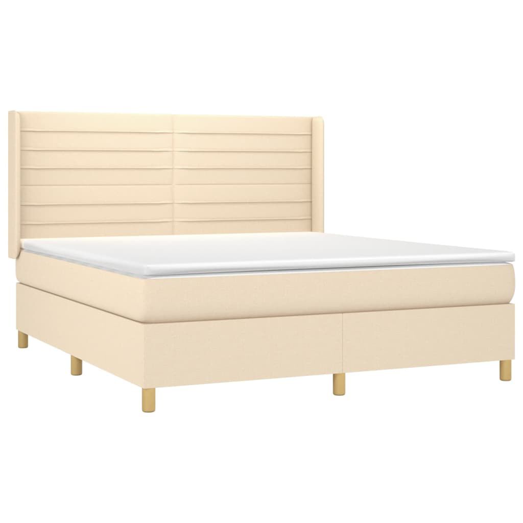 vidaXL Κρεβάτι Boxspring με Στρώμα Κρεμ 160x200 εκ. Υφασμάτινο