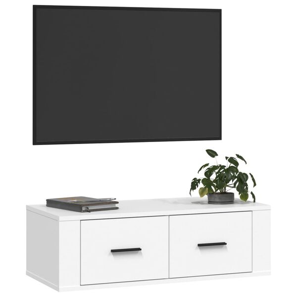 vidaXL Έπιπλο Τηλεόρασης Κρεμαστό Λευκό 80x36x25 εκ. Επεξεργ. Ξύλο