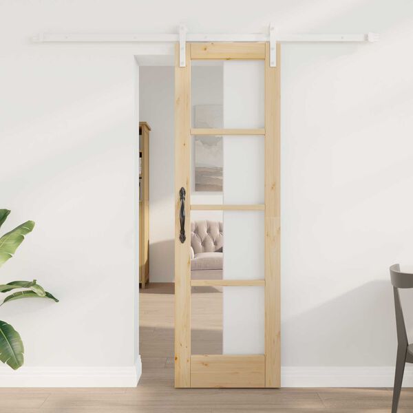 vidaXL Συρόμενη Πόρτα ORKDAL Καφέ 61 x 198.5 εκ. Μασίφ ξύλο πεύκου