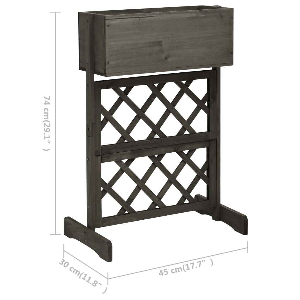 vidaXL Γλάστρα Κήπου με Καφασωτό Γκρι 45x30x74 εκ. Ξύλο Ελάτης