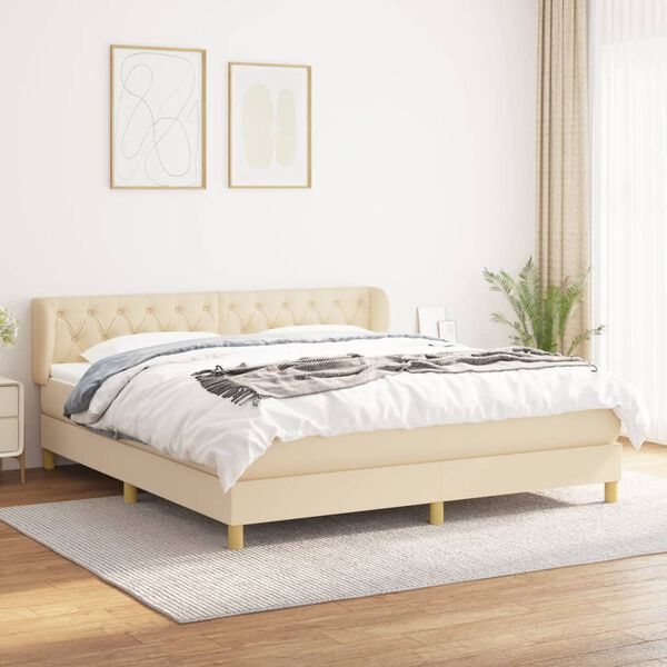 vidaXL &Kappa;&rho;&epsilon;&beta;ά&tau;&iota; Boxspring &mu;&epsilon; &Sigma;&tau;&rho;ώ&mu;&alpha; &Kappa;&rho;&epsilon;&mu; 160x200 &epsilon;&kappa;. &Upsilon;&phi;&alpha;&sigma;&mu;ά&tau;&iota;&nu;&omicron;