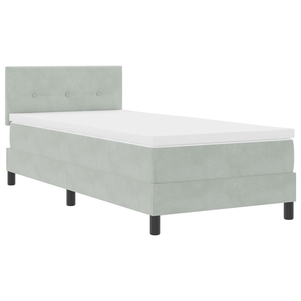 vidaXL Κρεβάτι με Στρώμα Light Grey 90x200 εκ Βελούδο