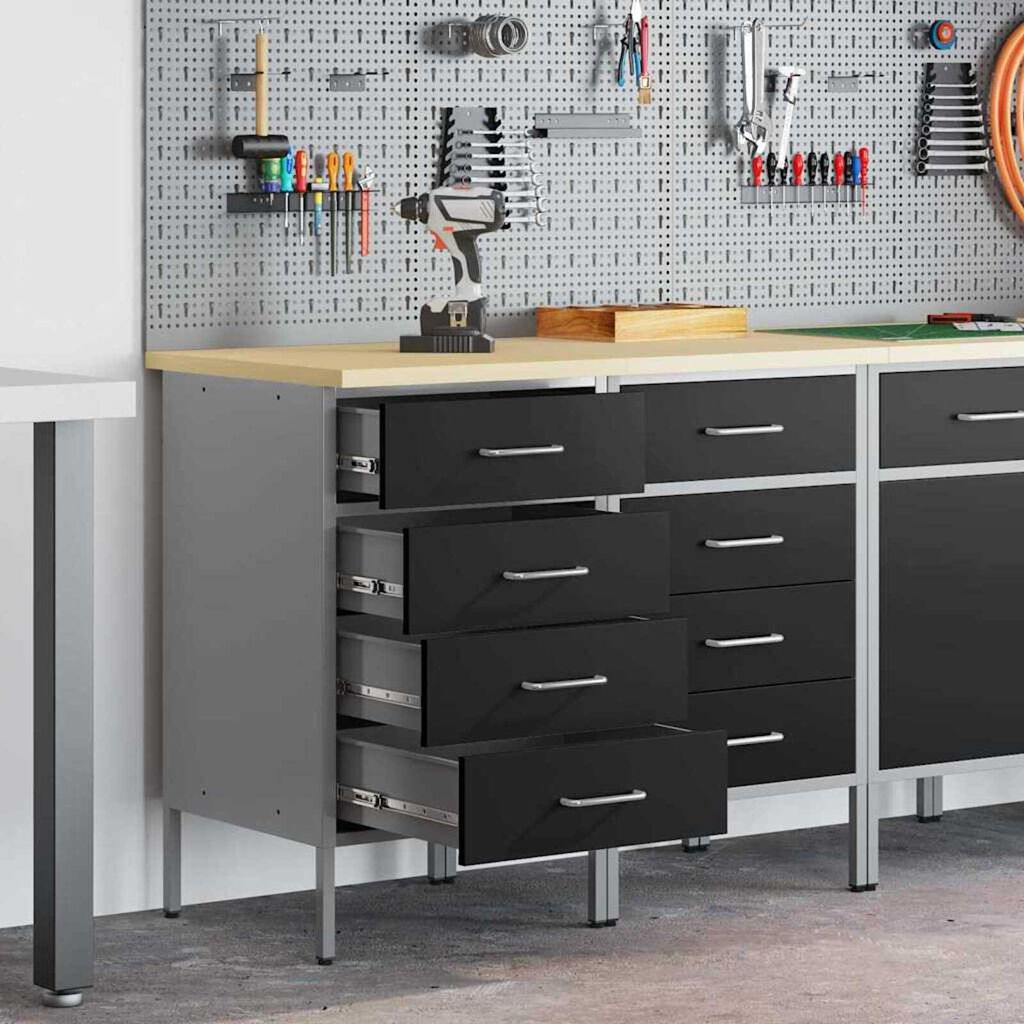 vidaXL Ντουλάπα Εργασίας 2 pcs Μαύρο και Γκρι 100 x 55 x 85 εκ.