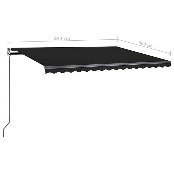 vidaXL Τέντα Αυτόματη Ανεξάρτητη Ανθρακί 450 x 300 εκ.