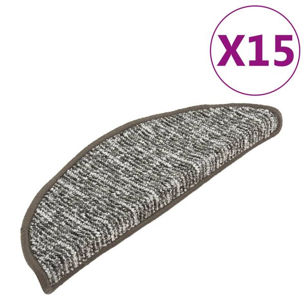 vidaXL Πατάκια Σκάλας Μοκέτα 15 τεμ. Ανθρακί 56x17x3 εκ.