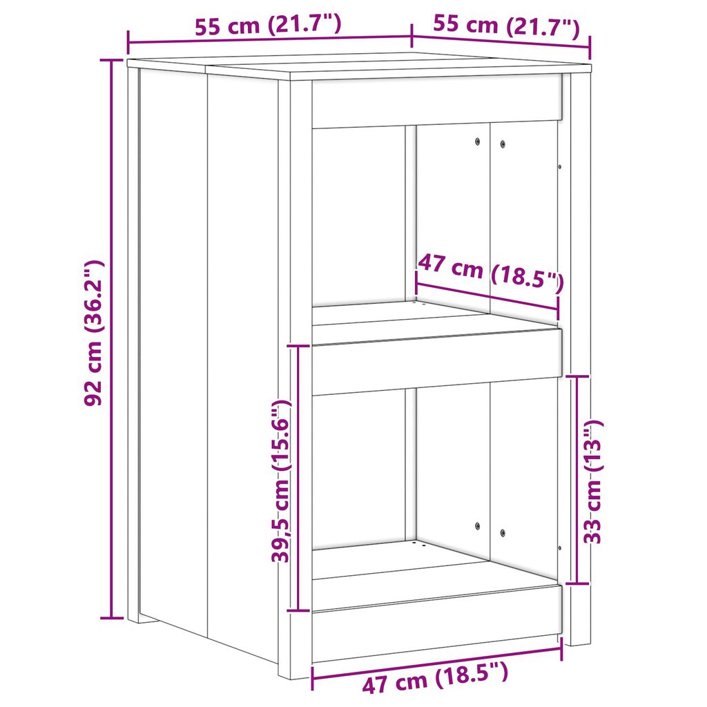 vidaXL Ντουλάπι εξωτερικής κουζίνας Λευκό 55x55x92 εκ. Μασίφ ξύλο πεύκου