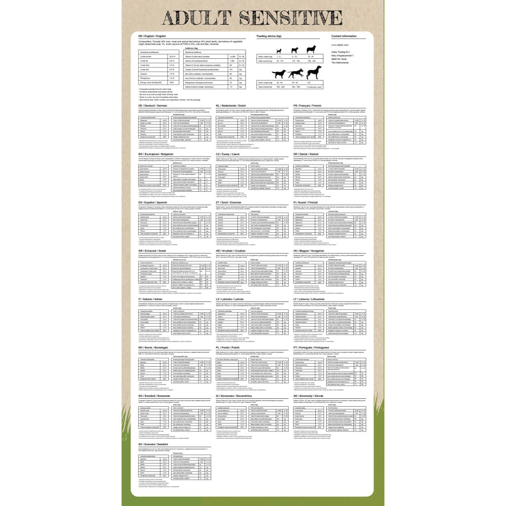 vidaXL Ξηρά Τροφή Σκύλων Premium Adult Sensitive Lamb & Rice 2τεμ 30 κ