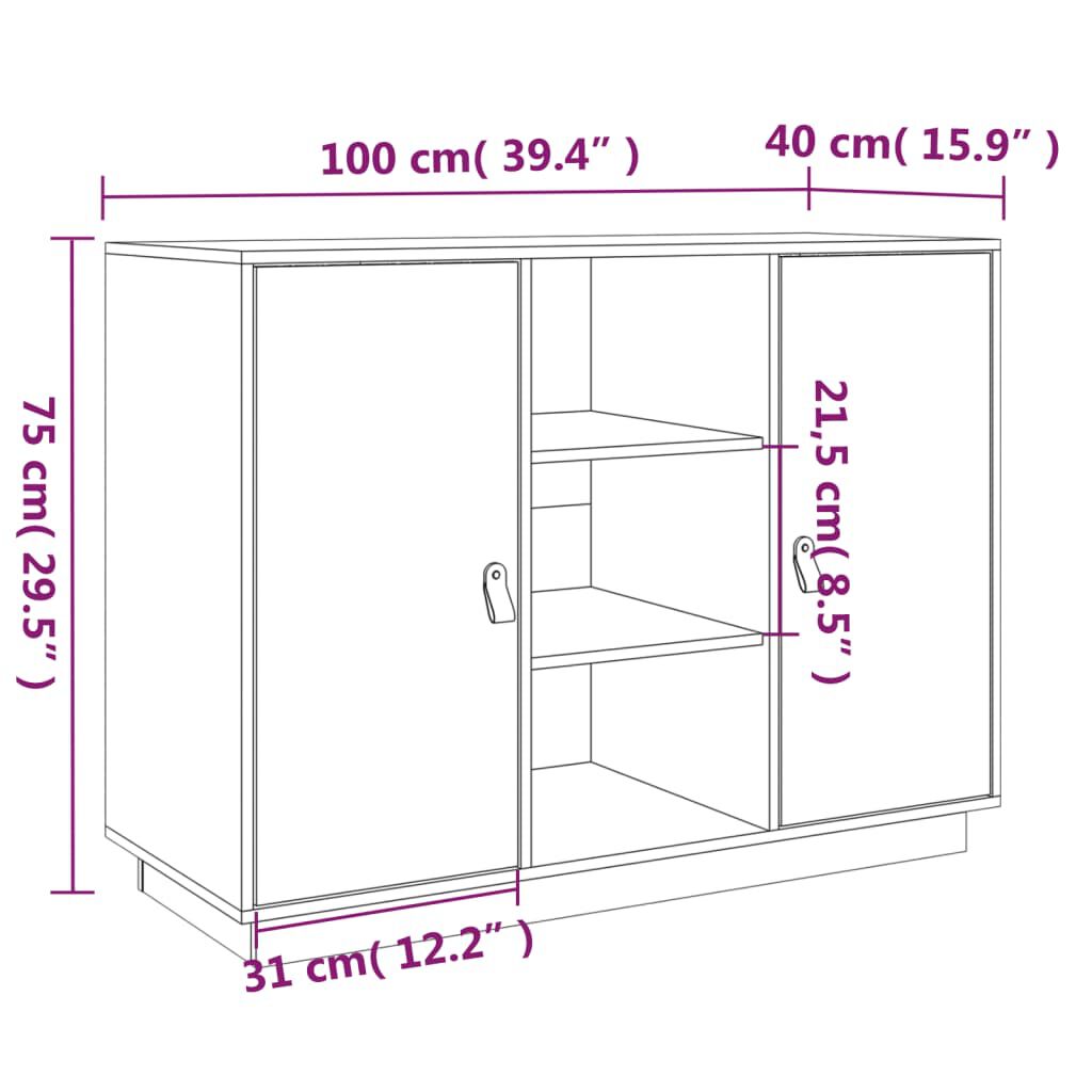 vidaXL Ντουλάπι 100x40x75 εκ. από Μασίφ Ξύλο Πεύκου
